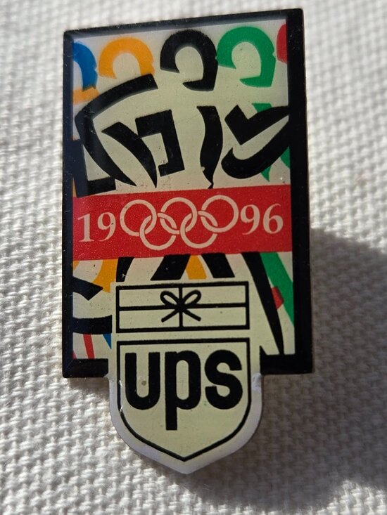 1996 Atlanta Olympics Enamel Lapel Pin UPS United Parcel Service Running Logo